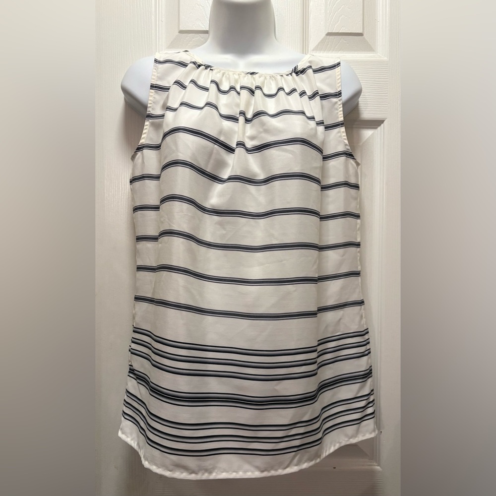 LOFT Navy and White Striped Tank Top